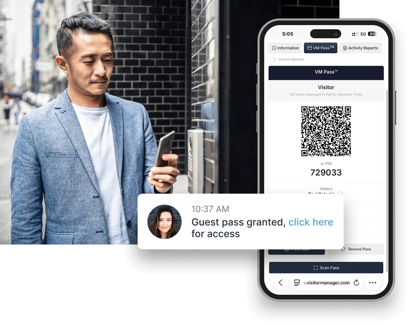 Residents receive visitor alerts and approvals directly on their phone.